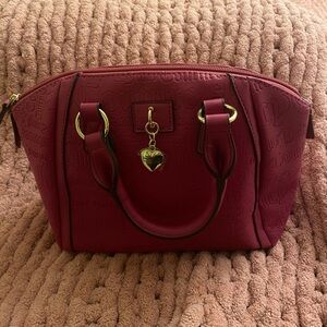 Juicy Couture Y2K Hot Pink Handbag With Charm Double Handle & Cross Body Strap